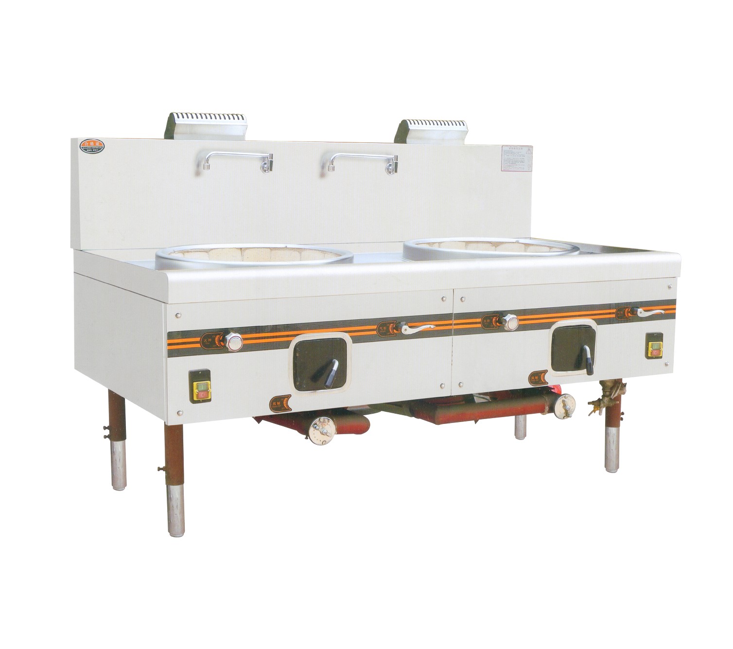 豪华单气长明火双头大锅灶